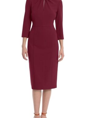 Donna Morgan - Classic Burgundy Sheath Dress with 3/4 Sleeves